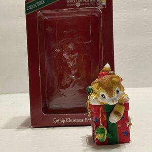 Vtg American Greetings 1997 Christmas Ornament Cat Nip Kitten In Box